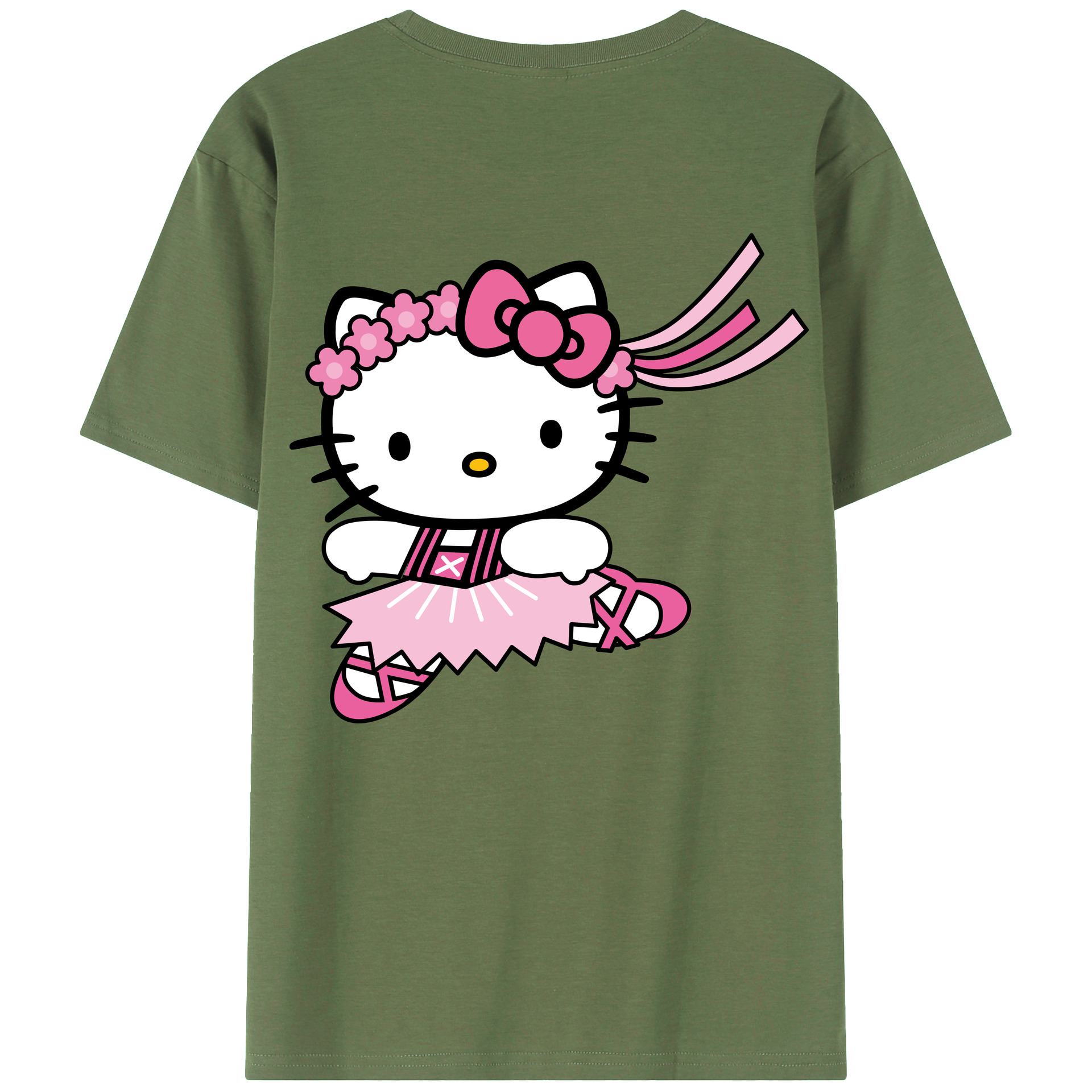 （画像用） Hello Kitty ハローキティ 綿100％ メンズ半袖Tシャツ（バックプリント） 通気性